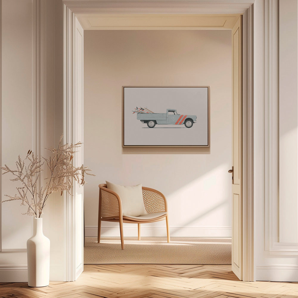 Vintage print pickup met surfplanken