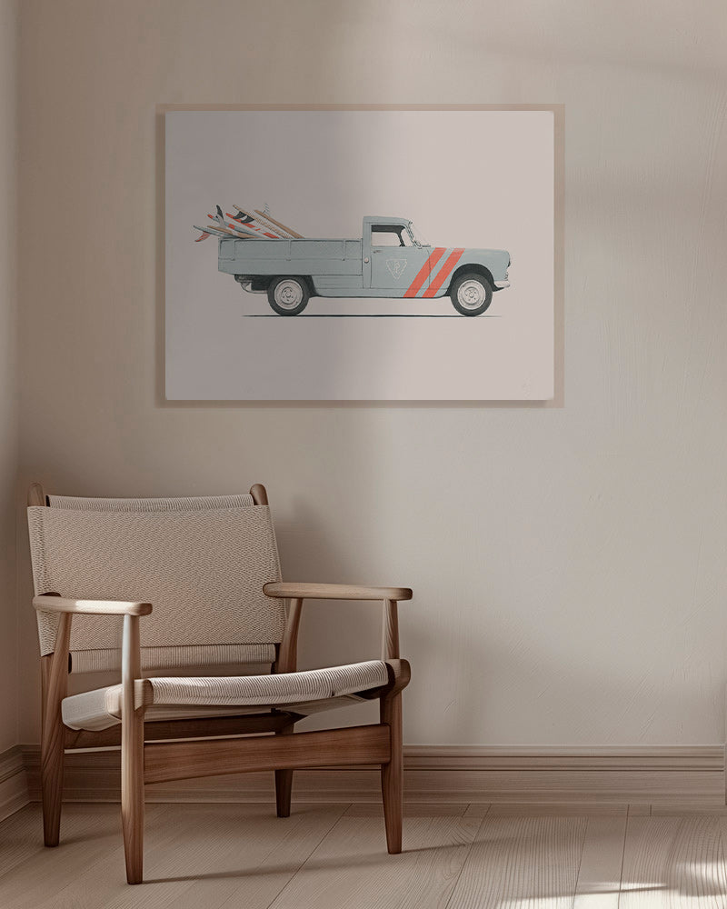 Vintage print pickup met surfplanken