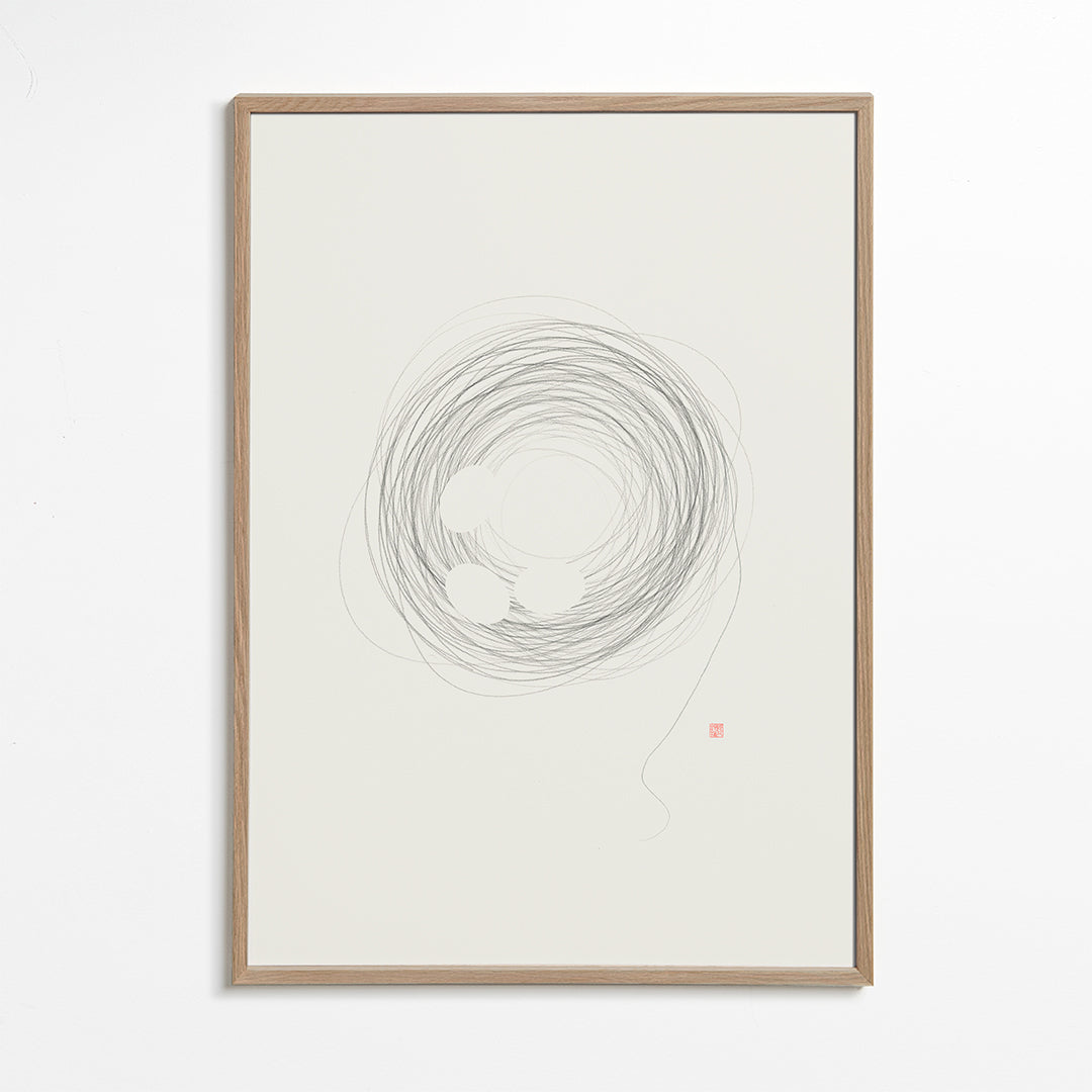 Minimalistisch design: nest in lijnkunst