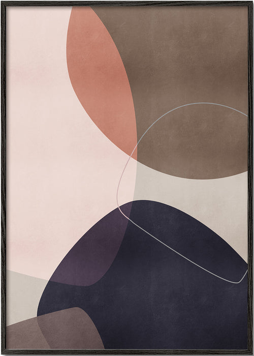 Abstract kunstwerk met organische roze en blauwe vormen