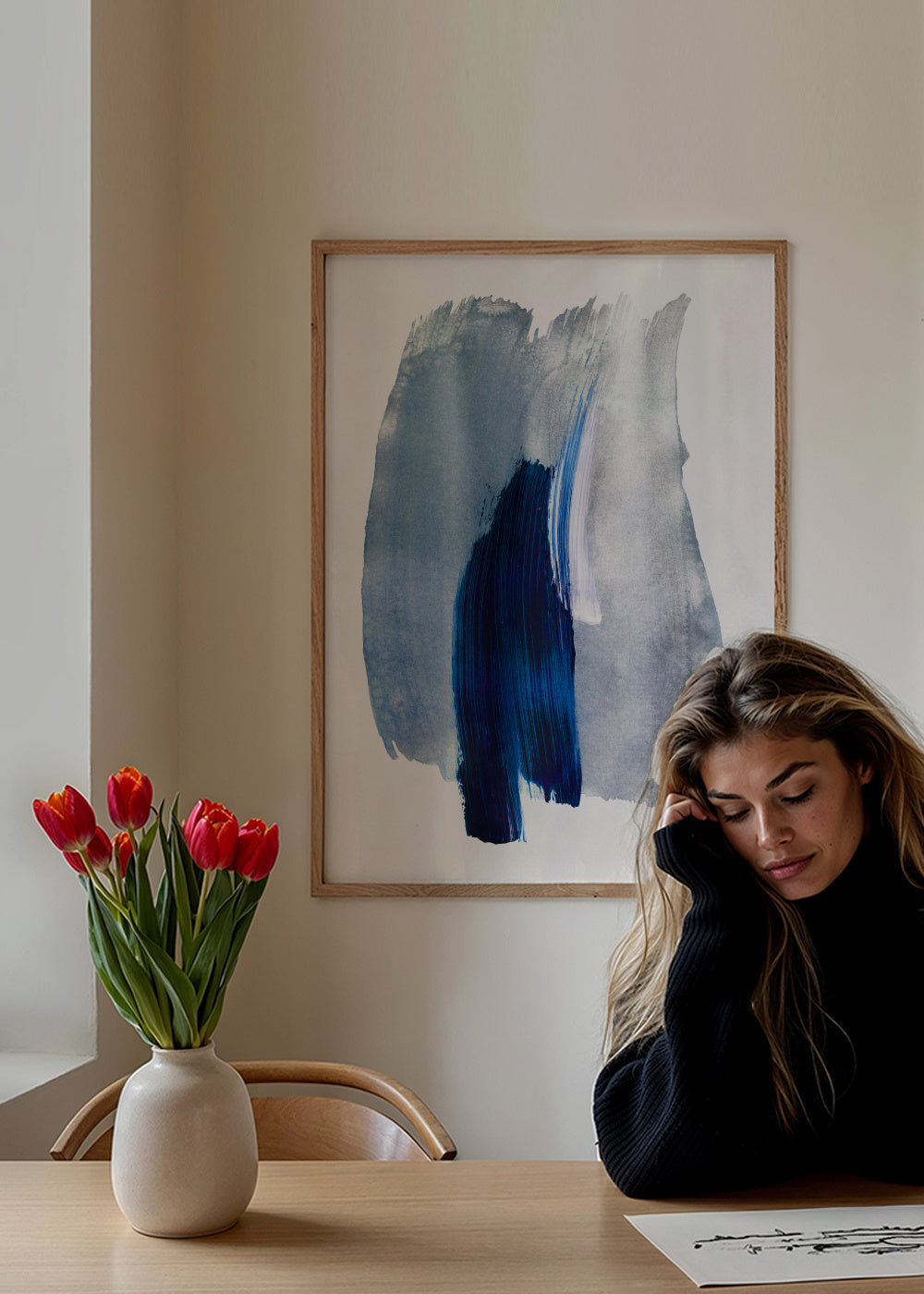Abstract Brush Strokes 19X - Framed poster in an interior