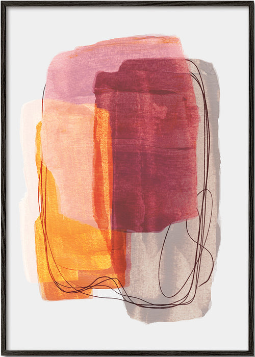 Abstract kunst met roze penseelstreken