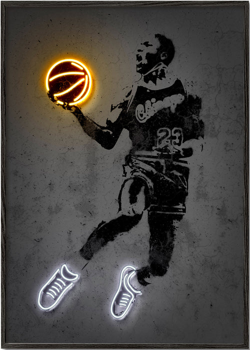Sportposter stencil met neon
