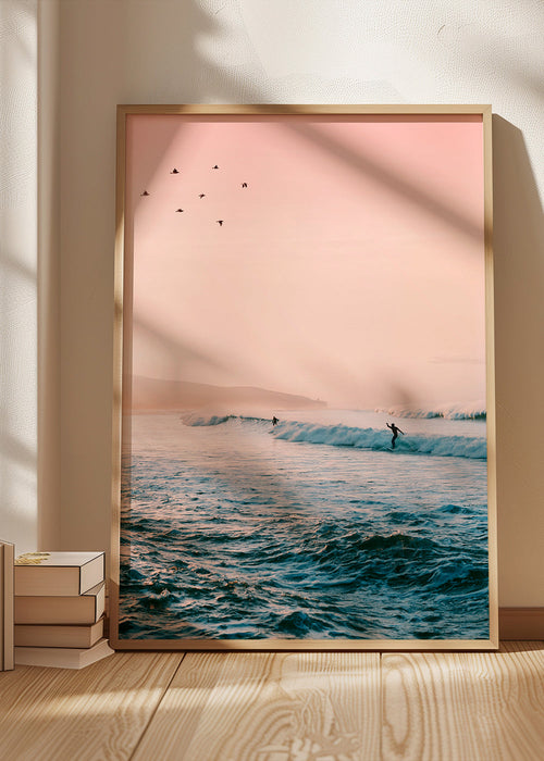 Sport kunst surf bij zonsopgang