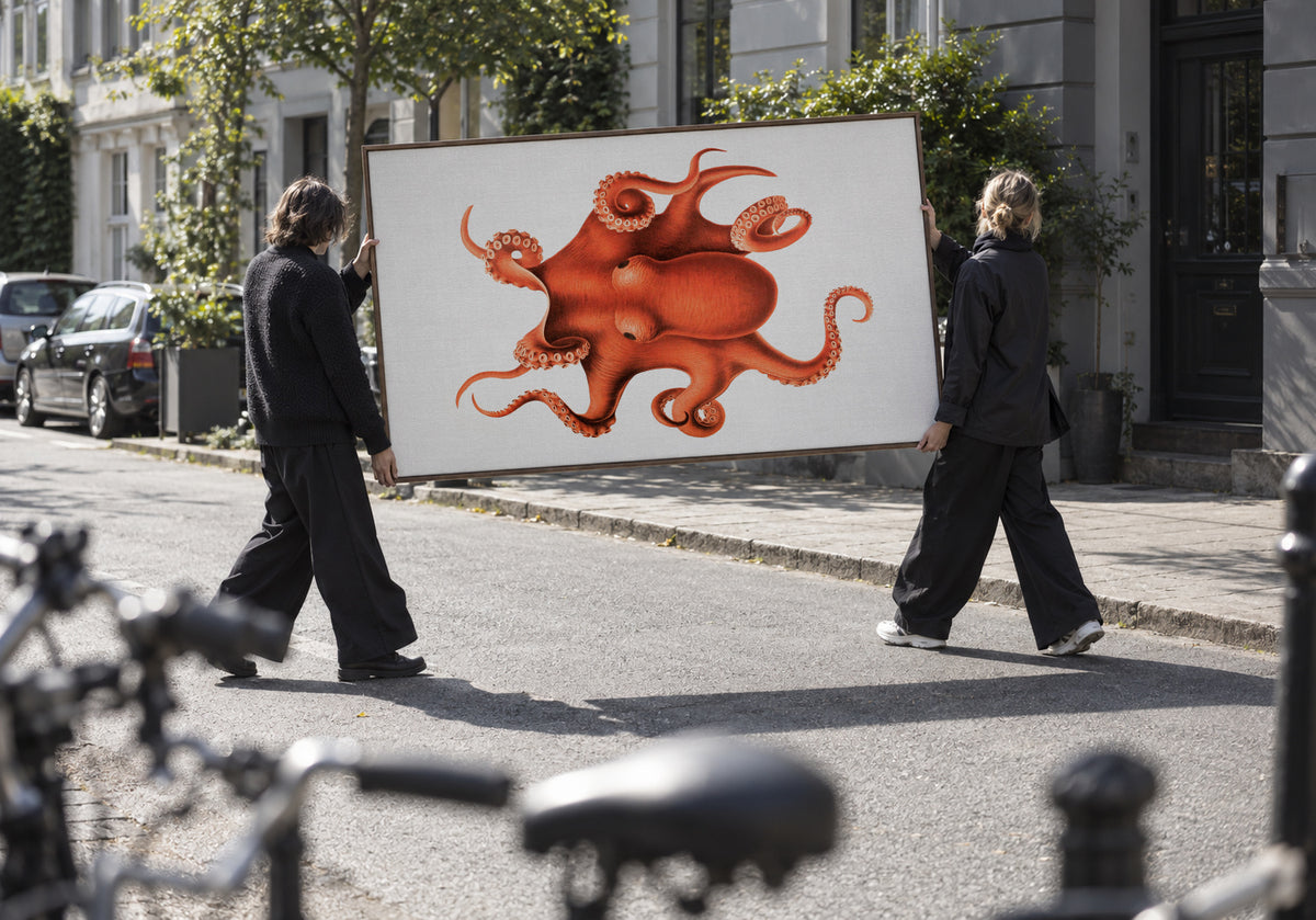 Watercolor Octopus - Framed canvas in an interior