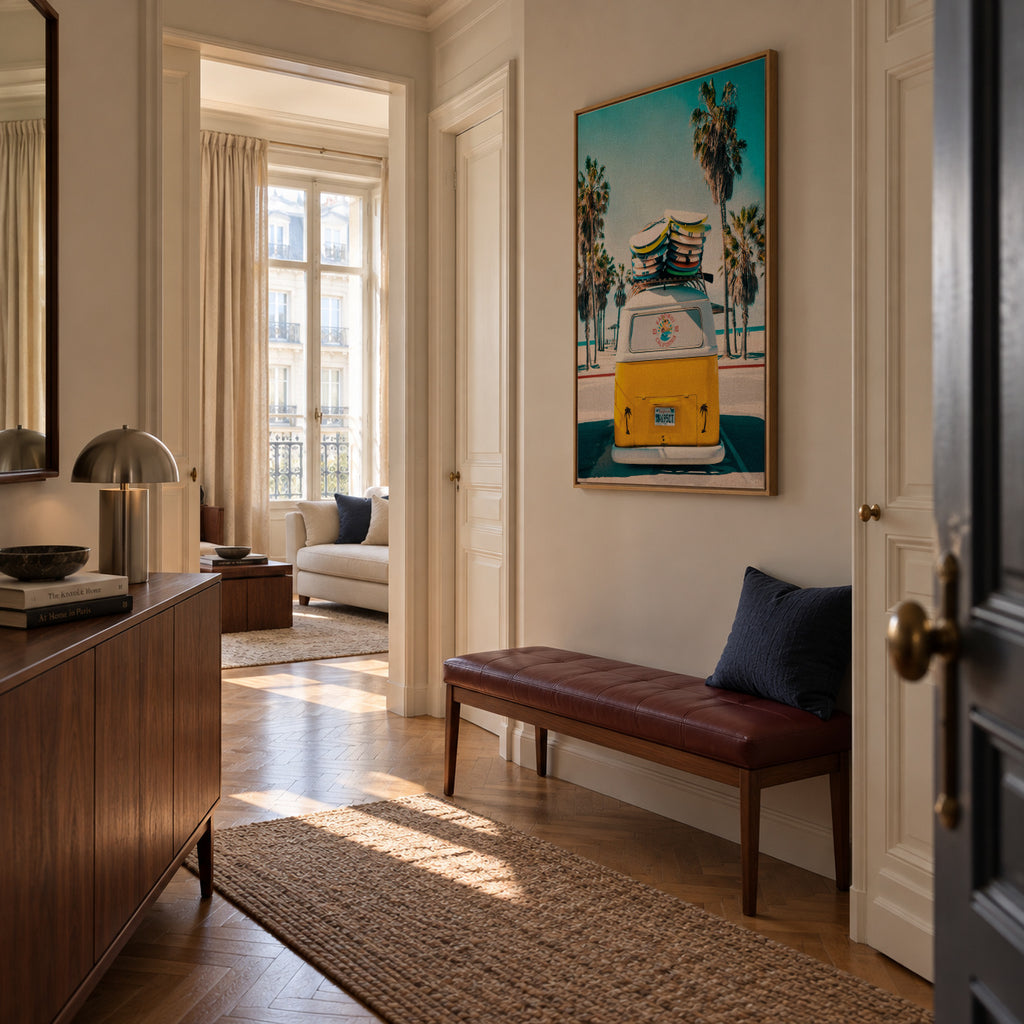 Van Life in Yellow - Framed canvas in an interior