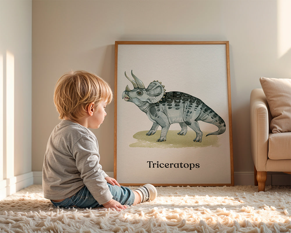 Œuvre Triceratops aquarelle illustrée