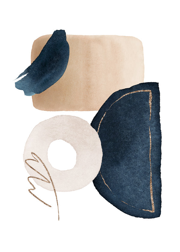 Abstract kunstwerk met navy aquarel vormen