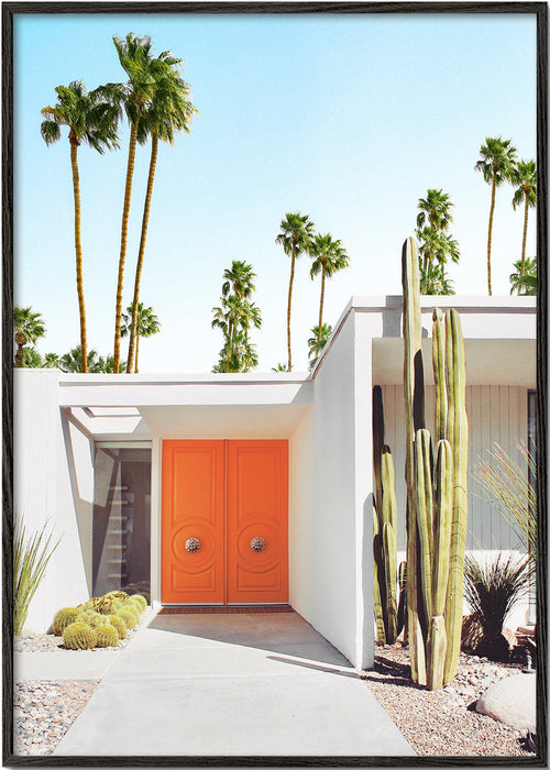 Botanische poster Palm Springs oranje deur
