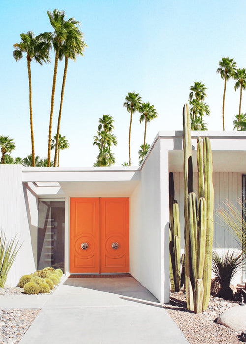 Botanische poster Palm Springs oranje deur