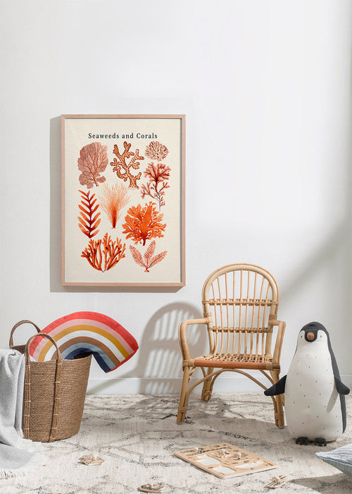 Botanische print: zeewieren en koralen studie