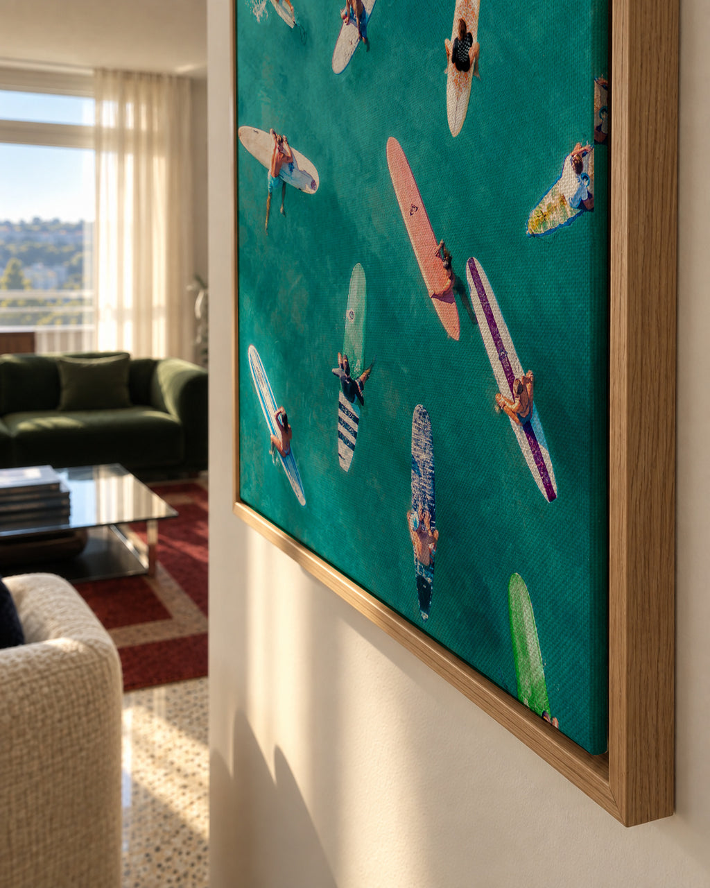 Surfers Traffic Jam - Framed canvas detail