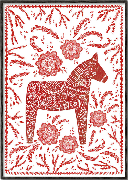 Dala-paard rood kunstprint