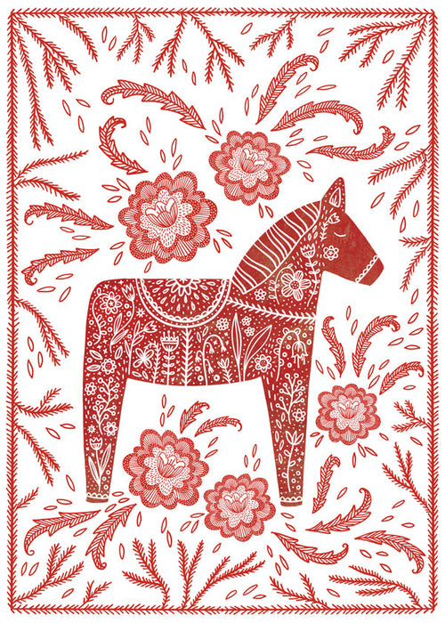 Dala-paard rood kunstprint