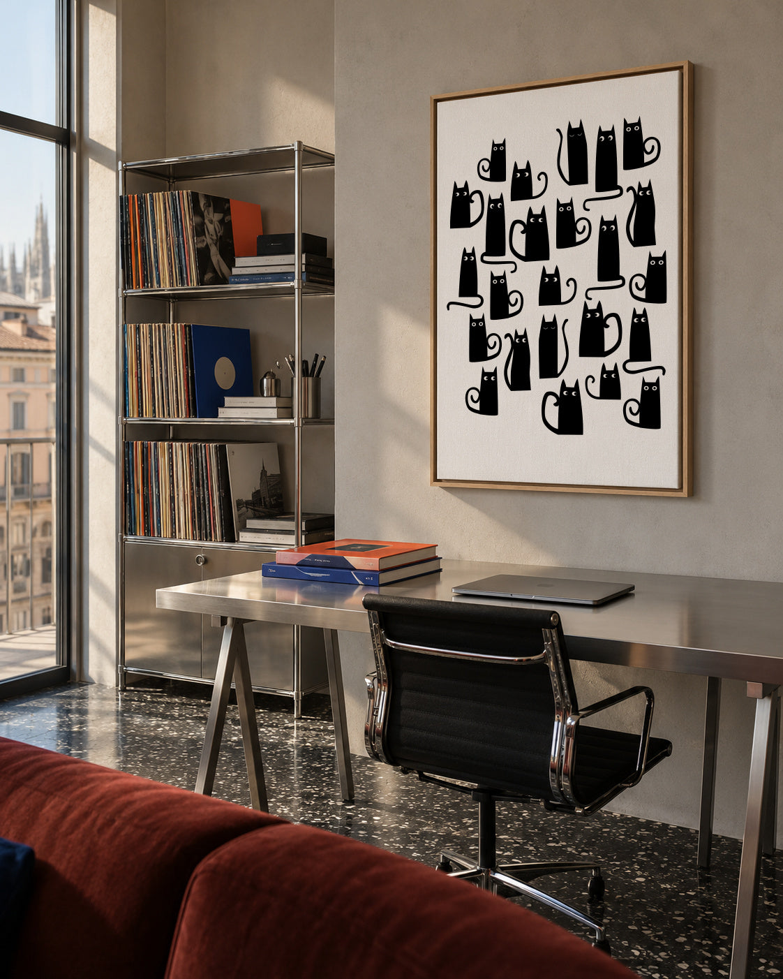 Black Cats - Framed canvas in an interior