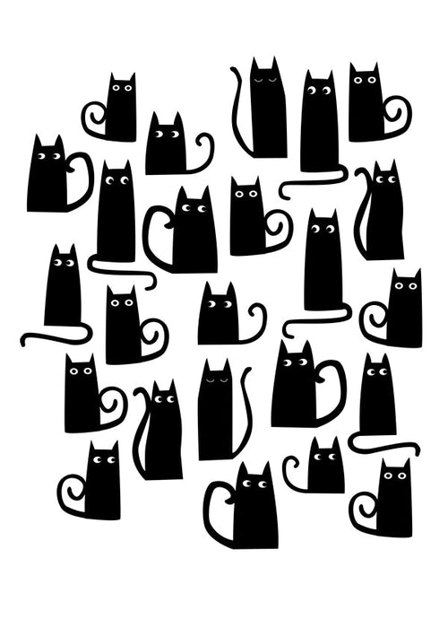 Poster zwarte katten patroon speels