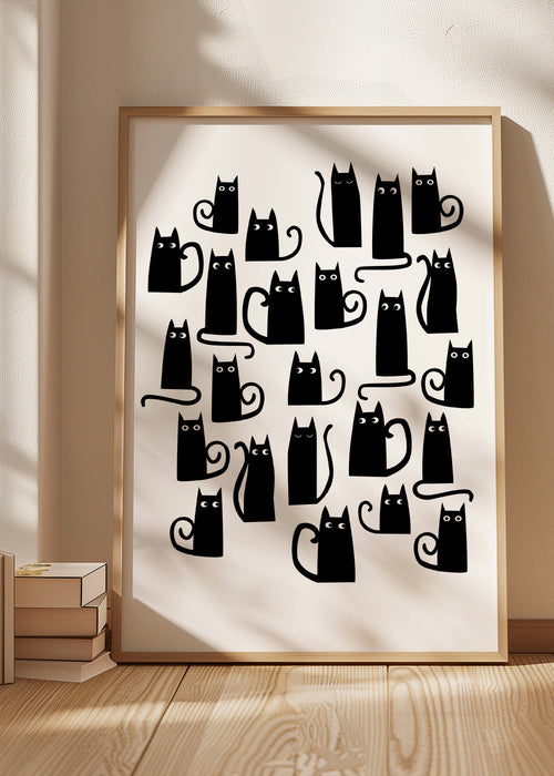 Poster zwarte katten patroon speels