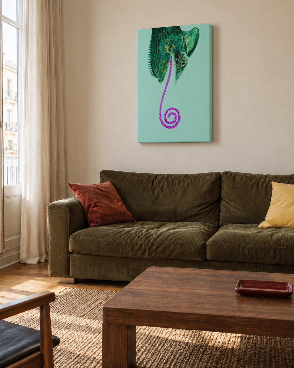 Candy Chameleon - Unframed canvas in an interior