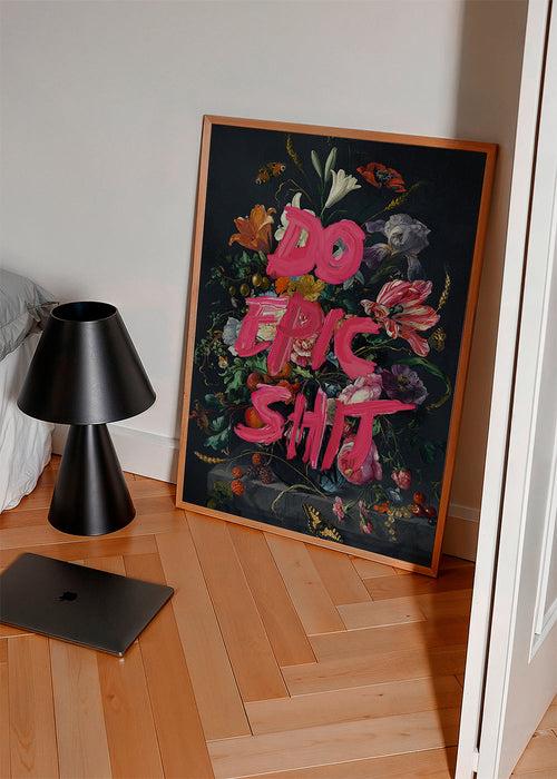 Botanische poster met gedurfd lettertype op stilleven