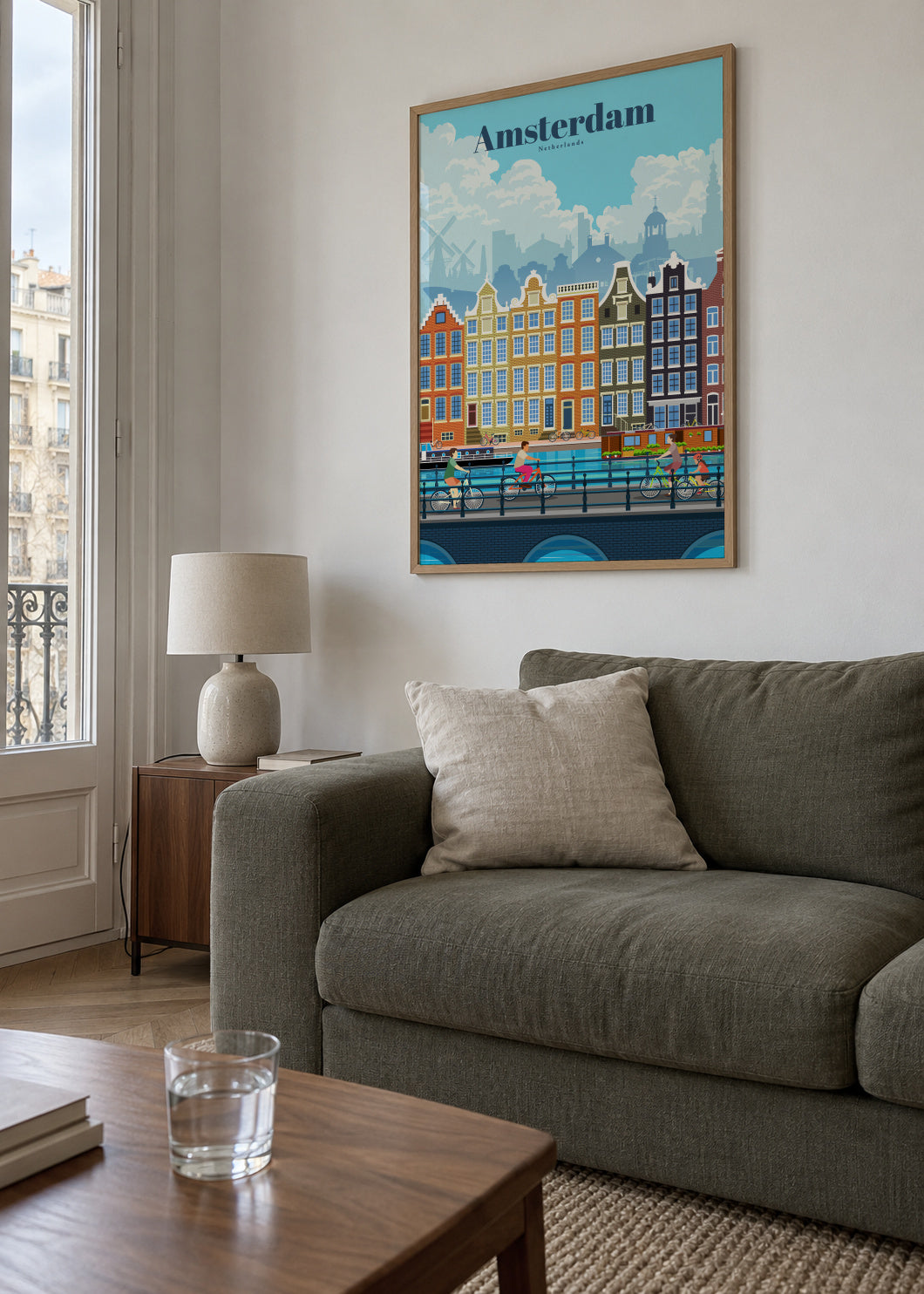 Travel to Amsterdam - Framed poster in an interior