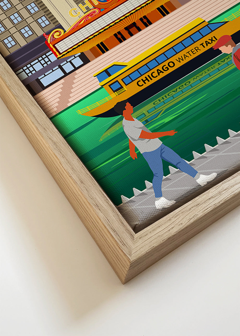 Reisposter: Chicago skyline met watertaxi