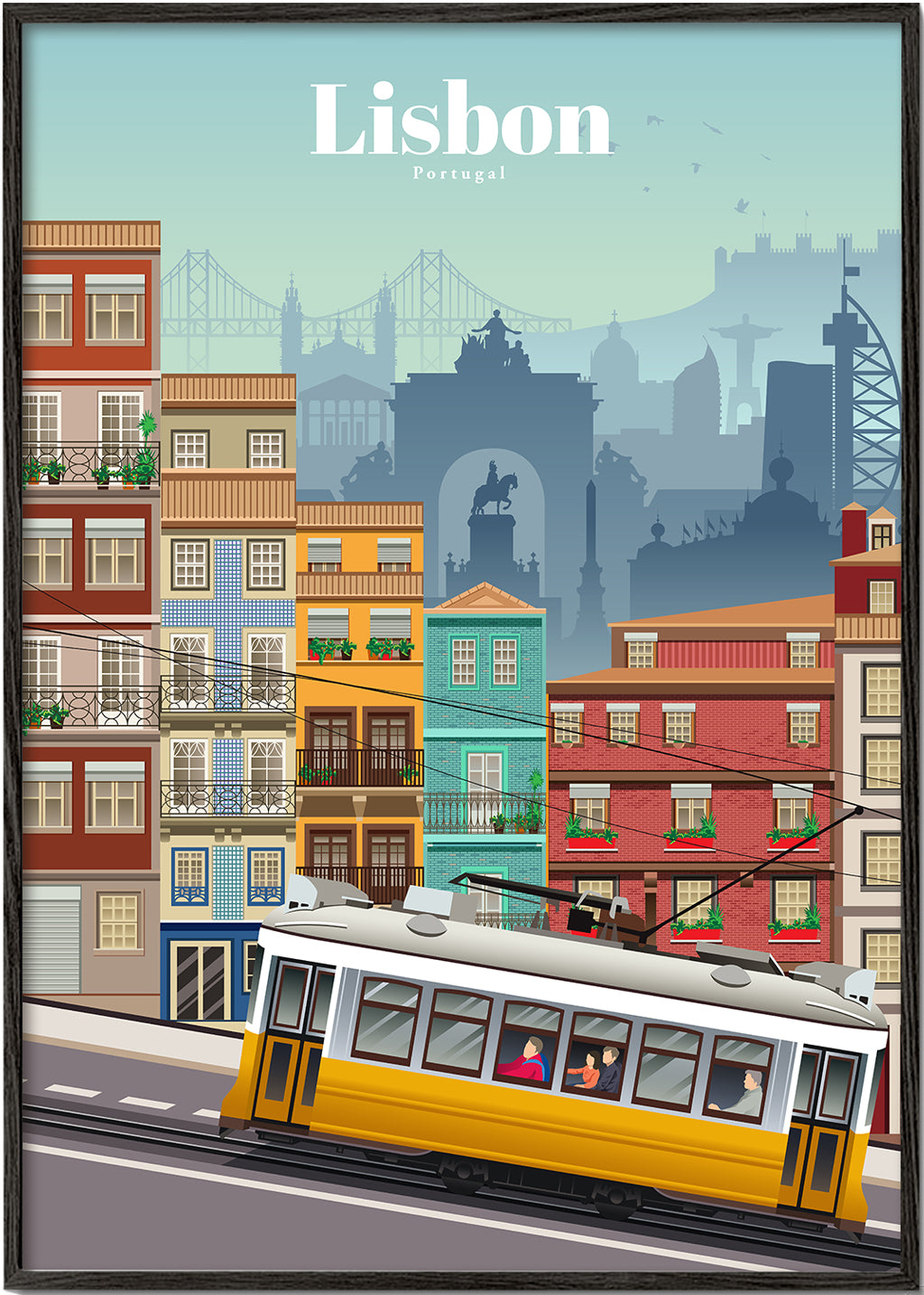 Reisposter: gele tram van Lissabon