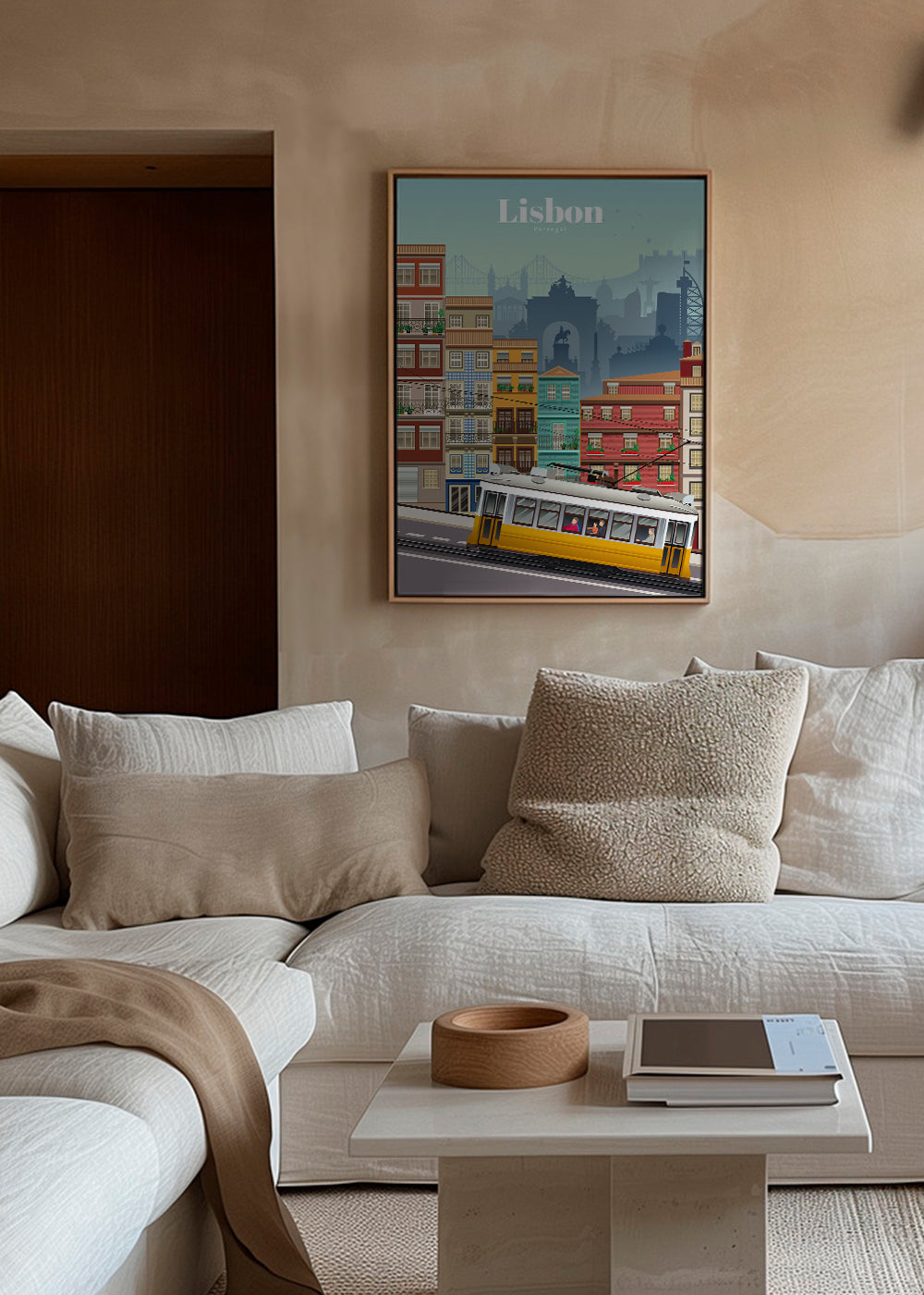 Reisposter: gele tram van Lissabon