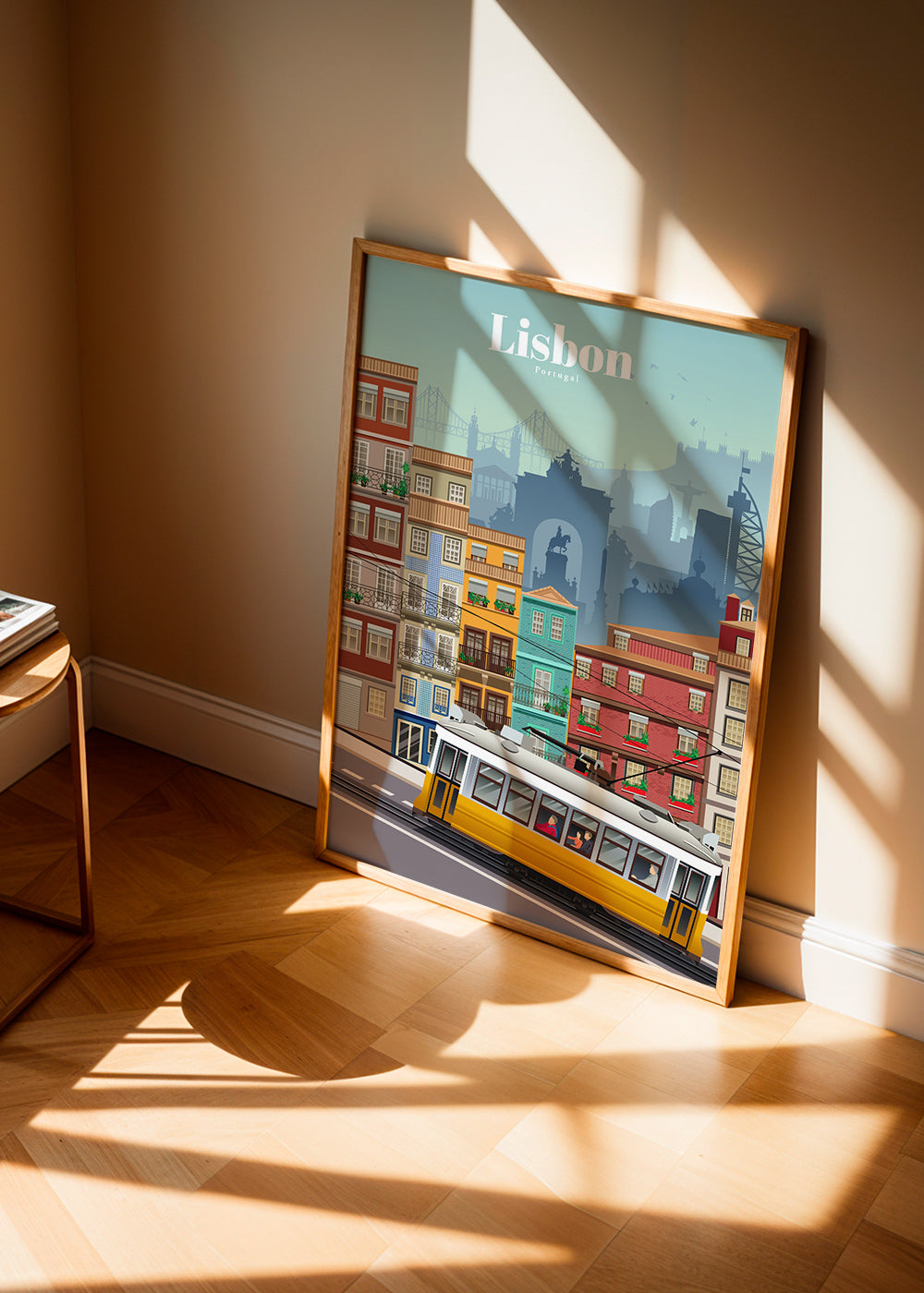 Reisposter: gele tram van Lissabon
