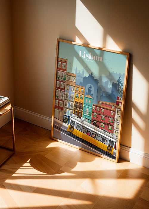 Reisposter: gele tram van Lissabon