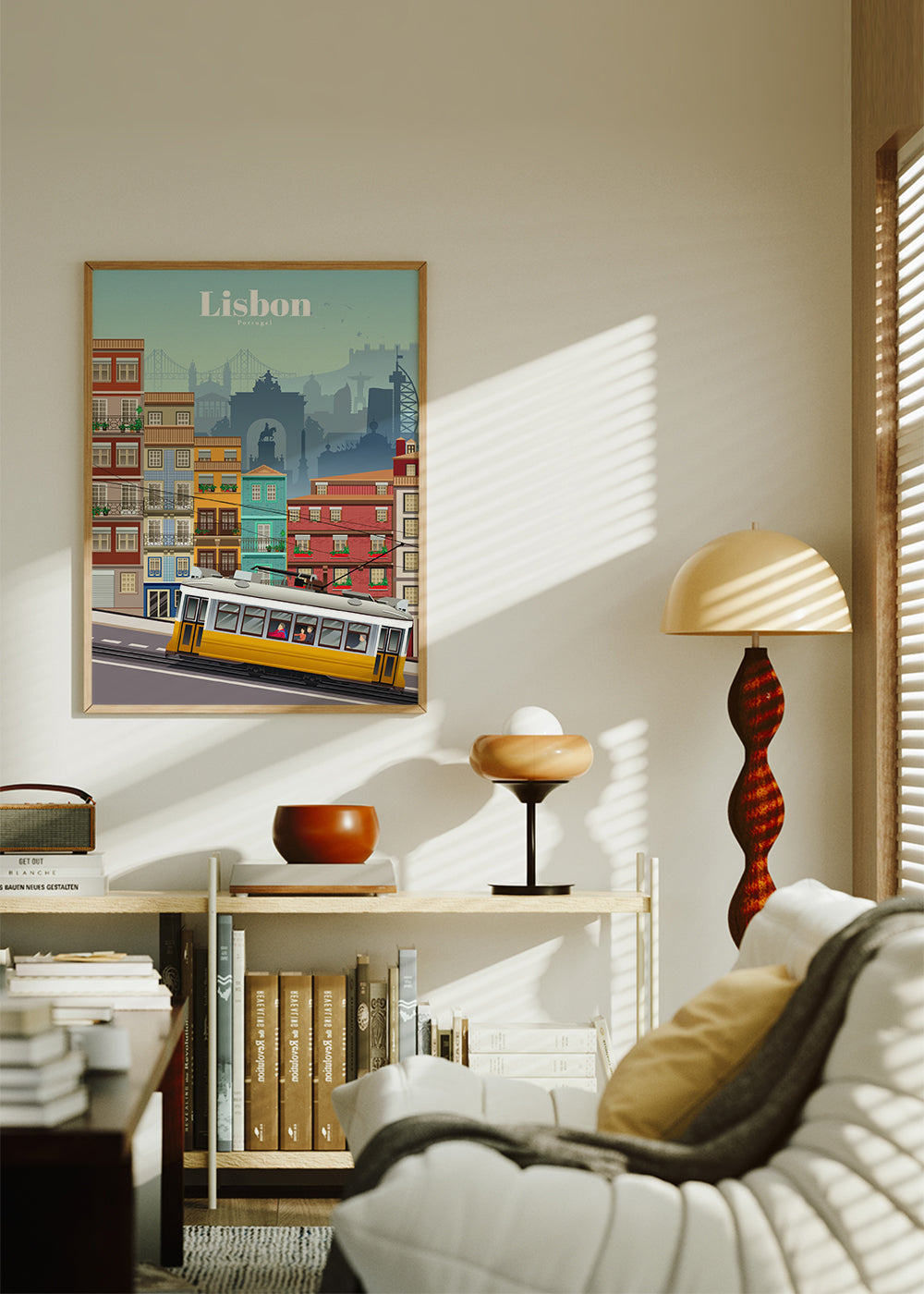 Reisposter: gele tram van Lissabon