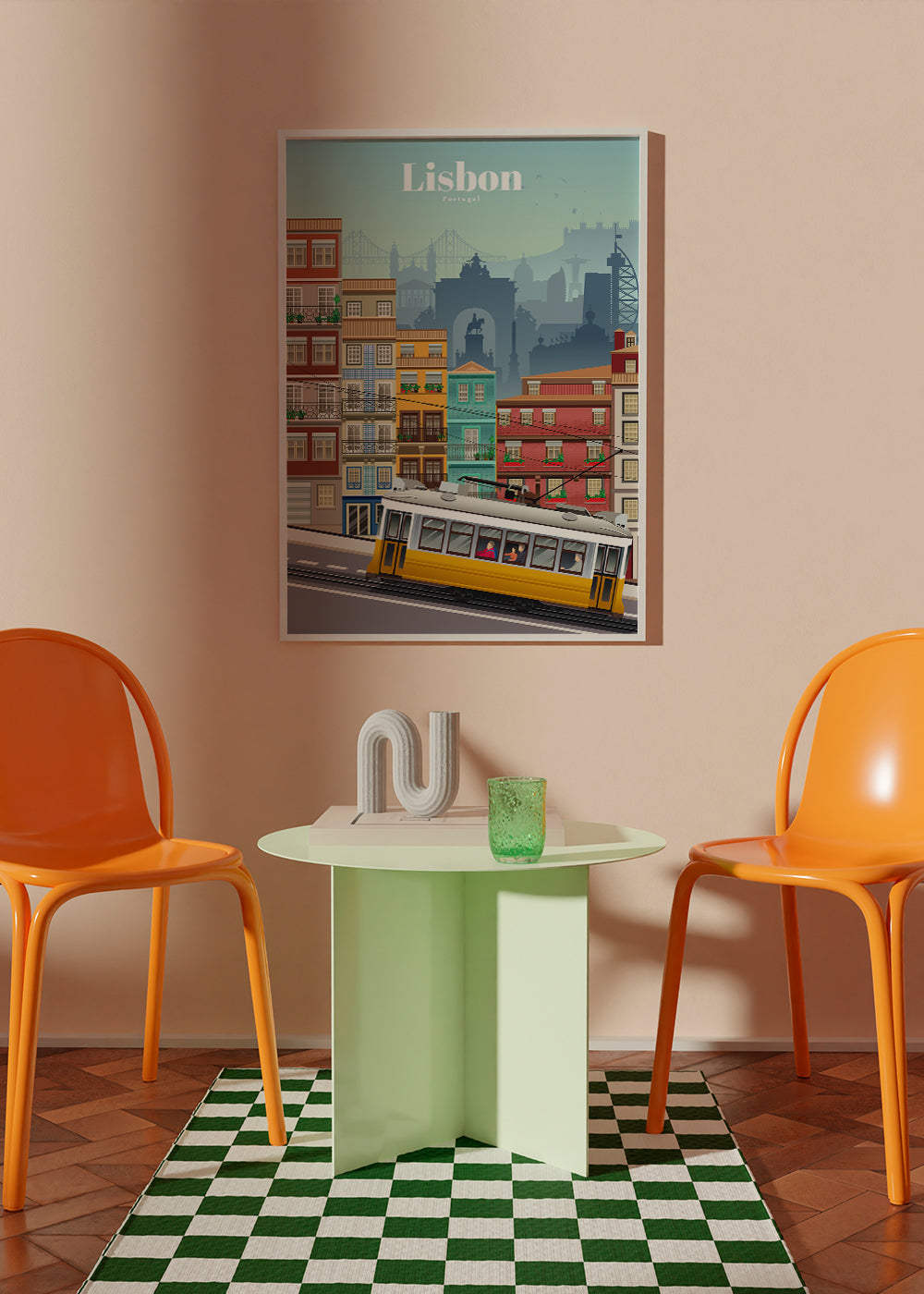 Reisposter: gele tram van Lissabon