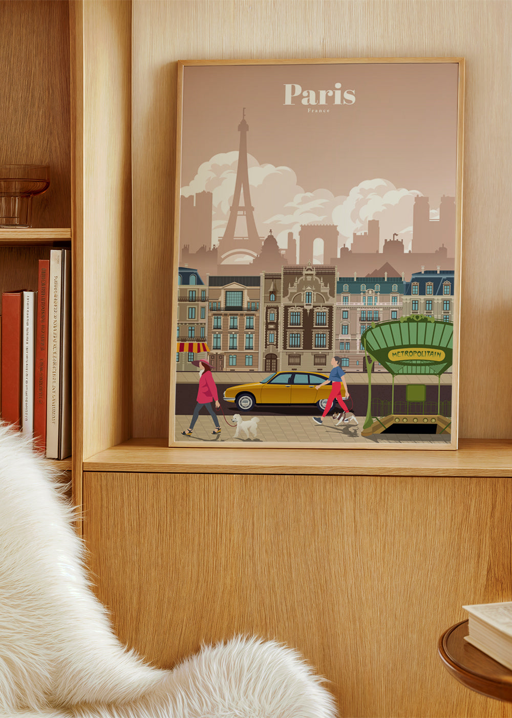 Reisposter Parijs illustratie met metro-ingang