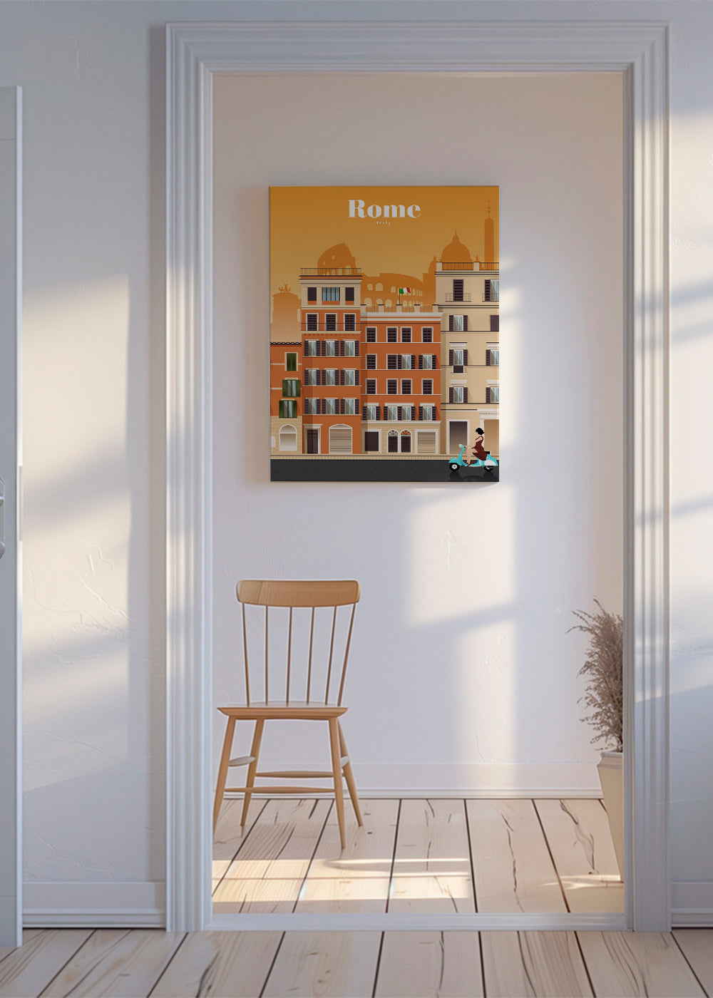 Reisposter Rome in warme geïllustreerde stadsscene