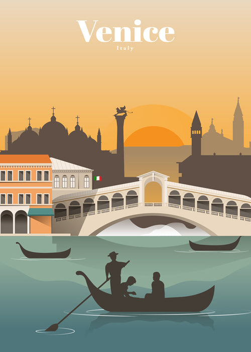 Reisposter Venetië zonsondergang