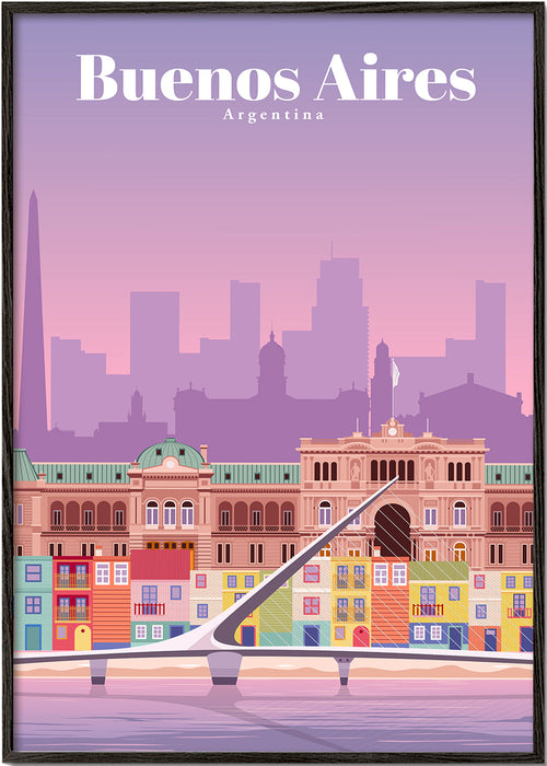 Reisposter: Kleurrijke illustratie van Buenos Aires