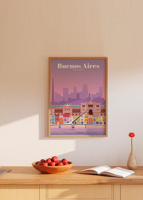Reisposter: Kleurrijke illustratie van Buenos Aires