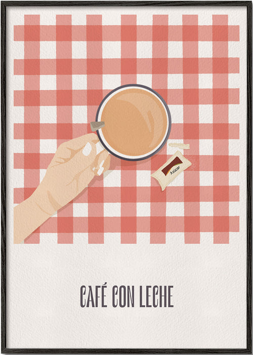 Keuken kunst Koffie met melk op ruitmotief
