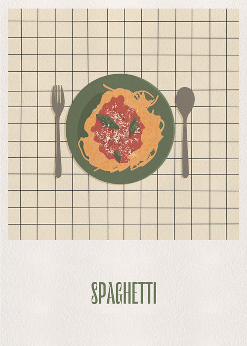 Keuken kunst Spaghetti bovenaanzicht