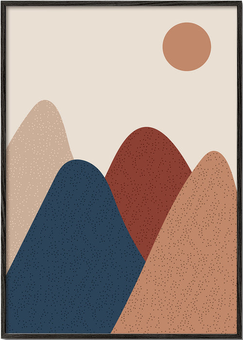 Landschap kunst: minimalistische bergen in warme tinten