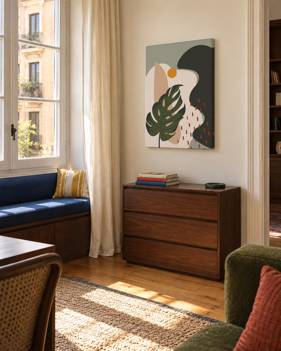 Abstract Botany3 - Unframed canvas in an interior