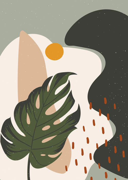 Botanische poster met gestileerd monstera blad