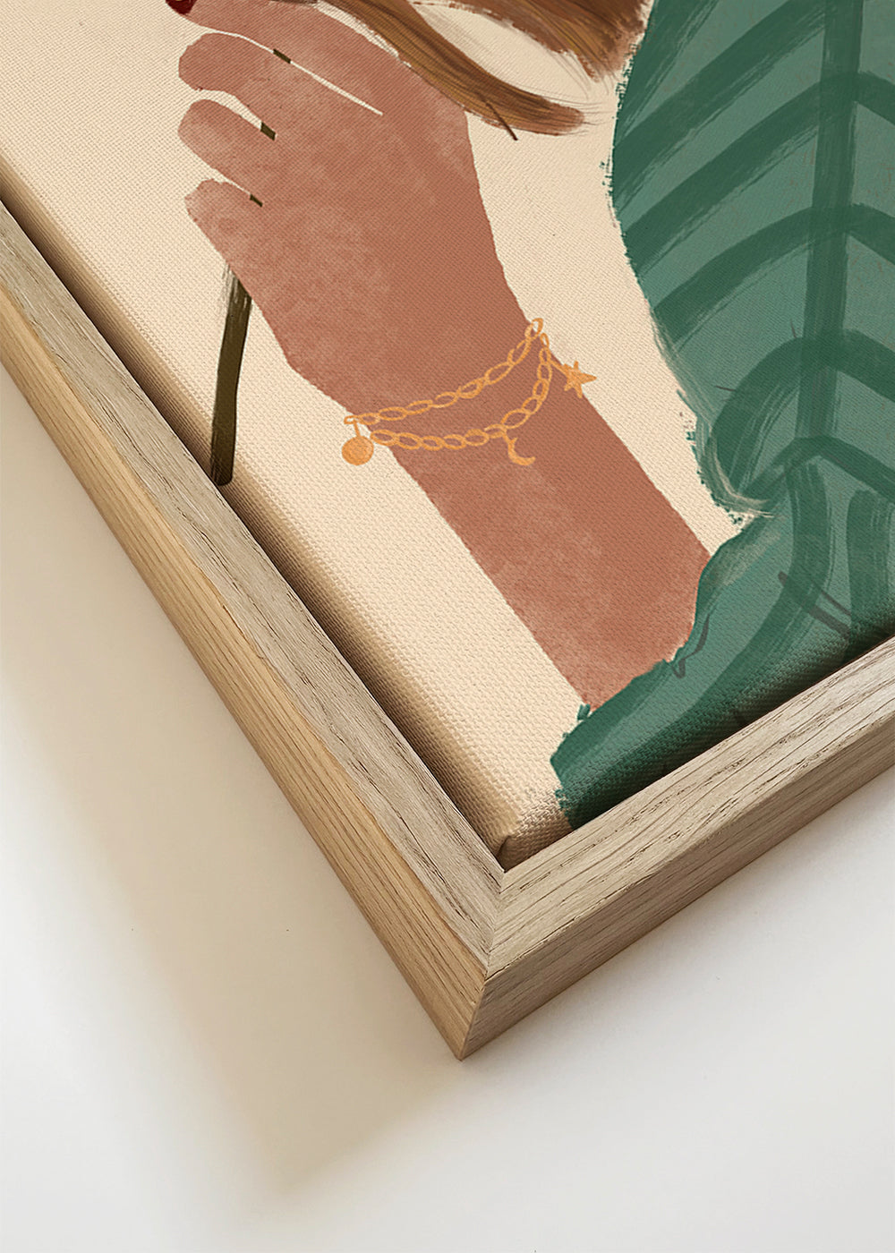 Botanische print vrouw met gele bloem