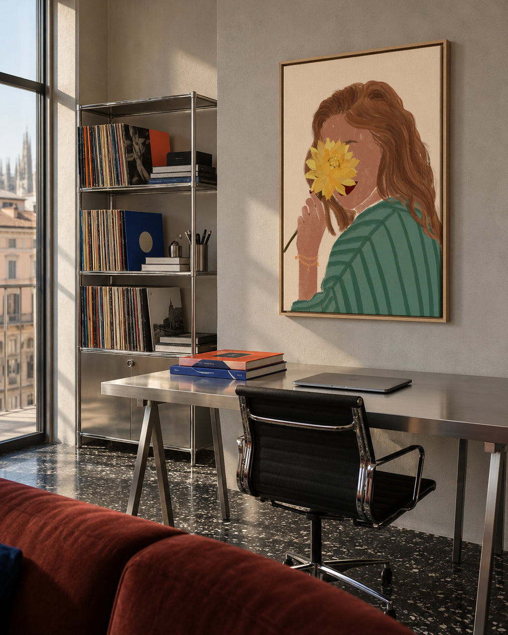 Flower Love Woman Portrait - Framed canvas in an interior