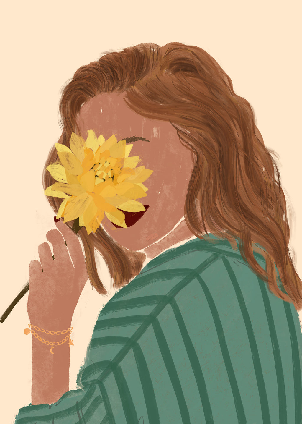 Flower Love Woman Portrait - Unframed art print