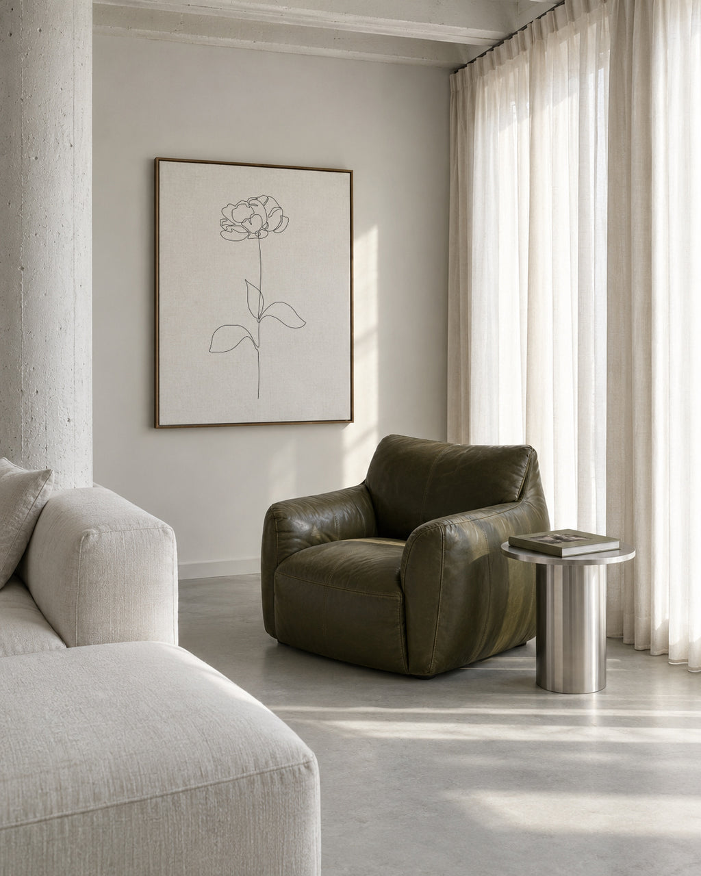 Peony - Framed canvas in an interior