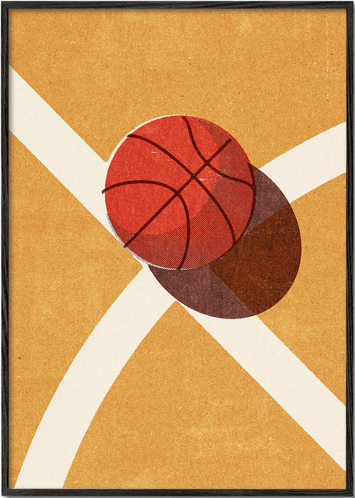 Sport kunst: rode basketbal op baan
