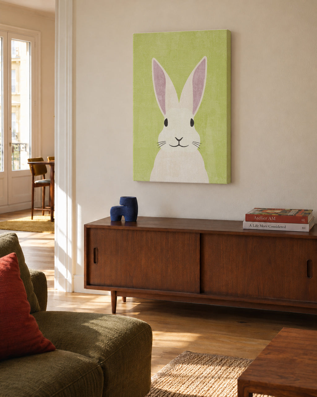 FAUNA / Rabbit - Unframed canvas in an interior