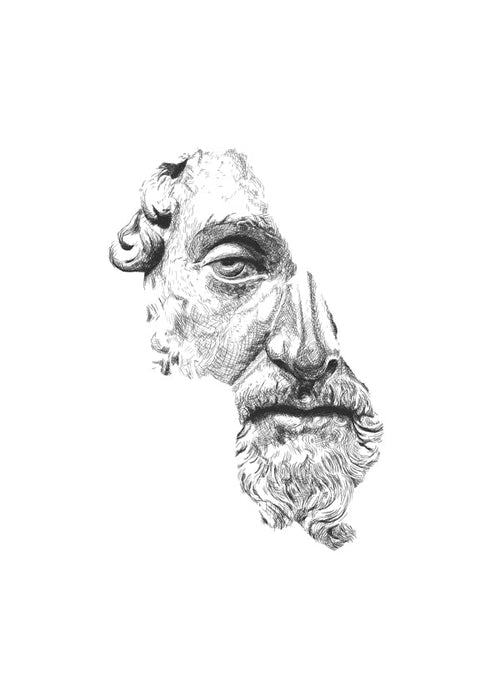 Zwart-wit klassiek gezicht fragment