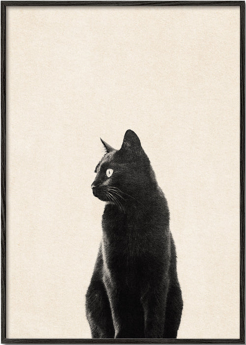 Zwarte kat profiel kunstwerk