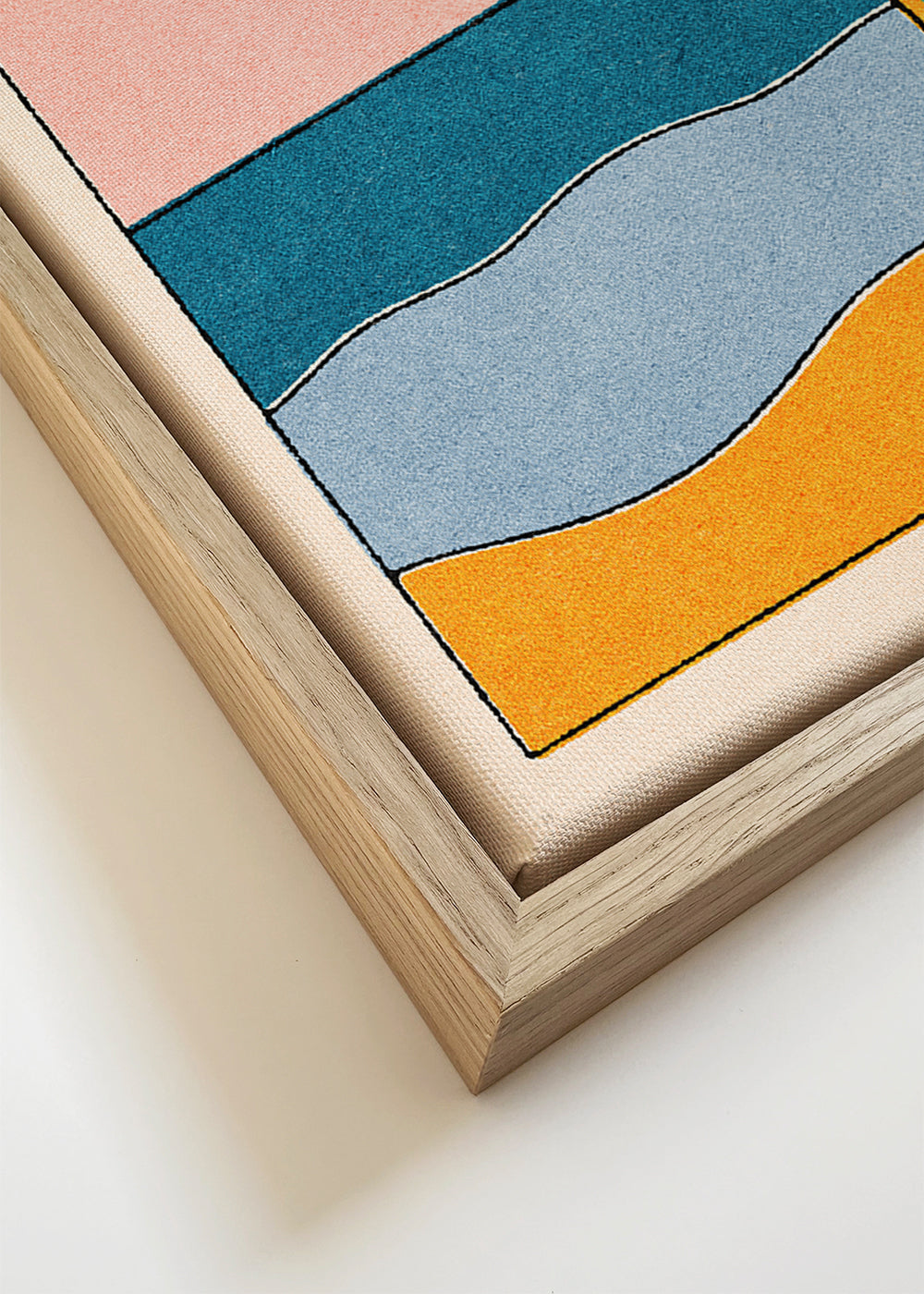 Landschap kunst met surfboard
